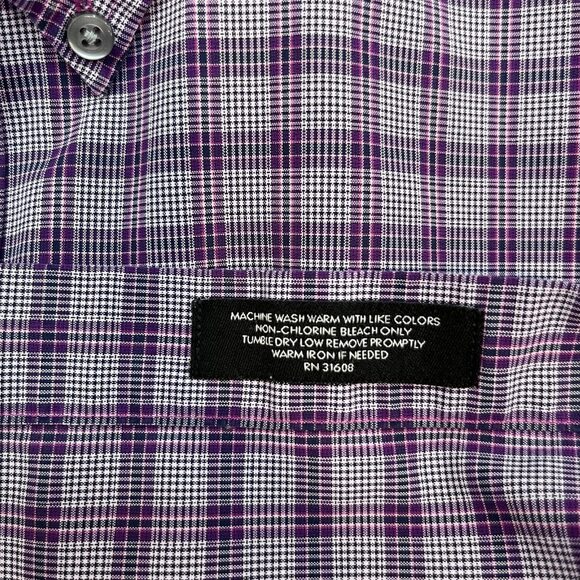 Jos. A Banks button dress shirt Traveler's Collection tailored fit purple mens L - Picture 8 of 8